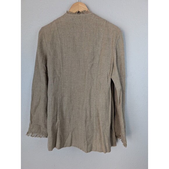 Ellen Tracy Woven Linen Jute Jacket Blazer Natural Size 12 - Picture 2 of 7